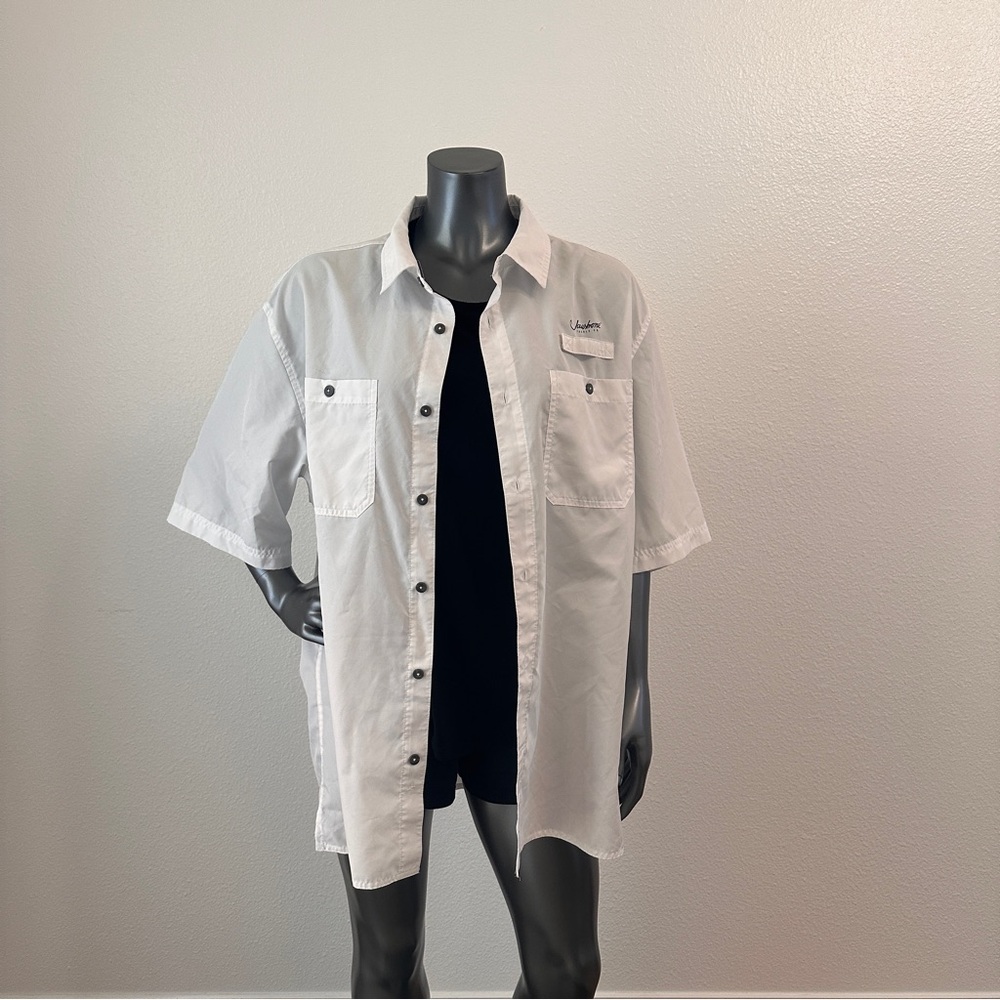 Men’s Jawbone Tackle Short Sleeve Button Up Fishing Shirt White - XL